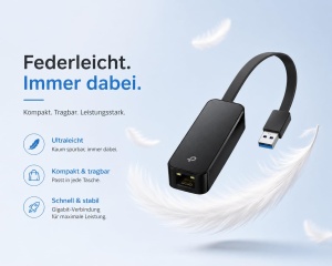 Adaptor USB la Ethernet TP-Link UE306, 1000Mbps, Plug-and-Play - Img 2