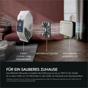 AEG CLEAN 5000 Aspirator cu sac, putere mare de aspirare, fabricat din plastic reciclat, duza de podea AllFloor cu sistem de clic, duza multifunctionala 2 in 1, raza de functionare de 8,5 m, filtru de igiena lavabil, AB51C1DB - Img 4