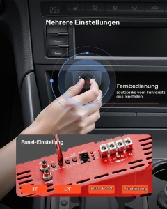 Amplificator auto VEVOR BP-1500.1D, 1500 W RMS, 124 Ohm, cu control de bass - Img 4