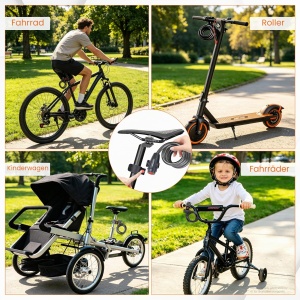 Antifurt Bicicleta GRIFEMA cu 2 Chei, 120cm12mm, Negru, Siguranta Ridicata - Img 6