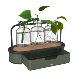 Anzuchtstation pentru plante Fiskars Urban Plant Care, 3 sticle, oliv, metal - Img 5