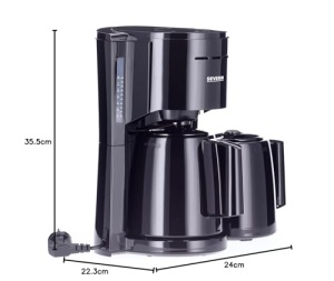 Aparat de cafea cu filtru SEVERIN cu 2 ulcioare termice, aparat de cafea pentru pana la 8 cani pe oala, aparat cu filtru cu 2 ulcioare de vid, negru, KA 9307 - Img 8