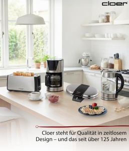 Aparat de facut vafe Cloer 1329, 1700 W, 2 vafe in forma de inima, inox - Img 7