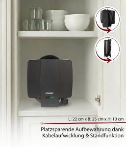 Aparat de facut waffles Cloer 1440, 2 Waffeln, 930 W, negru - Img 5