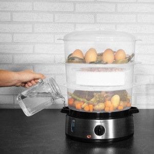 Aparat de gatit cu aburi Cecotec Vapovita 3000 Inox, 9L, 800W, Gri - Img 3