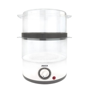 Aparat de gatit cu aburi JOCCA 5555, timer 60 minute, capacitate dubla, albalbastru - Img 2