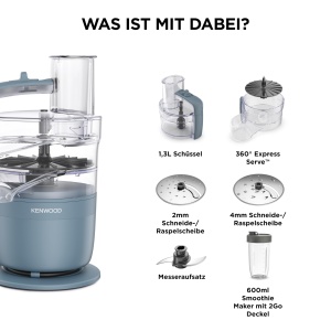 Aparat de gatit Kenwood MultiPro Compact FDP23.380, 600 ml, inox, albastru - Img 7