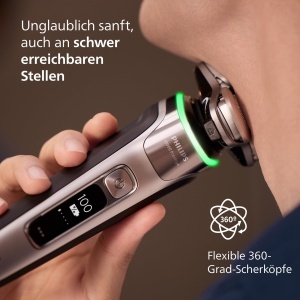 Aparat de ras Philips i9000 Prestige, aparat de ras umed si uscat pentru barbati cu aparat de tuns integrat, gri inchis, senzor de presiune, statie de curatare, statie de incarcare si geanta de calatorie (model XP9202/30) - Img 4