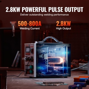 Aparat de sudat cu fir VEVOR, sudor cu puncte cu impulsuri 788H si incarcator de baterii, sudor portabil cu acumulator pentru sarcini grele cu 2 moduri de sudare si iluminare LED pentru nichel pur de 0,15 mm, 18650 14500 Acc - Img 3