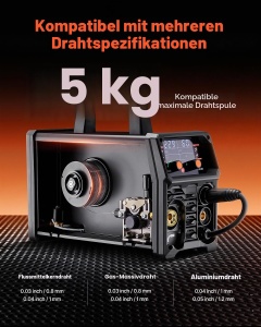 Aparat de sudura VEVOR MIG-250, 250A, 5-in-1, LCD - Img 6