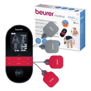 Aparat digital TENS / EMS Beurer EM 59 Heat, aparat de curent de stimulare 4 in 1 pentru terapia durerii, stimularea musculara, masaj si terapie termica, incl. 4 electrozi si baterie reincarcabila