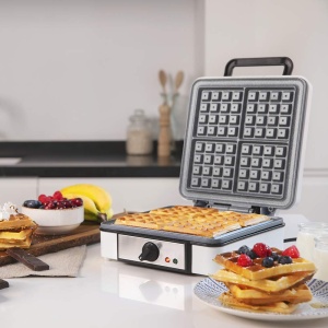 Aparat electric de vafe Cecotec Fun Gofrestone 4Inox. 1200 W, otel inoxidabil, 4 vafe in acelasi timp, acoperire antiaderenta Rockstone, temperatura reglabila - Img 2
