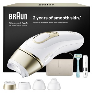 Aparat IPL Braun Silkexpert Pro 5 PL5442, Reducere durabila a parului, AlbAuriu