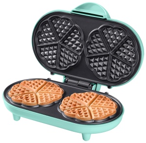 Aparat pentru gofre in forma de inima Bestron ADWM1000M, 1000W, antiaderent, culoare mint
