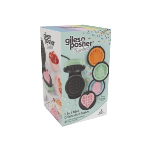 Aparat pentru vafe Giles Posner Mini-Waffeleisen, 5-in-1, placi detasabile, pastelor verde - Img 2