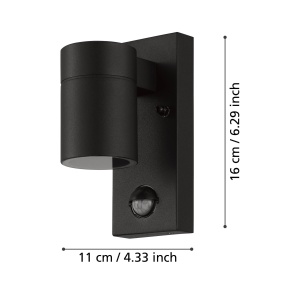 Aplica de perete LED Eglo Riga 5, cu senzor de miscare, negru, IP44 - Img 4