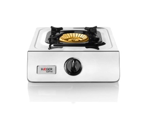 Aragaz portabil HAEGER SAFINE, dublu brenner din bronz, inox, 110 mm