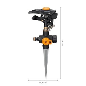 Aspersor pulsatoriu Fiskars 1027029 raza 26 m cu functie OnOff negruportocaliu - Img 2