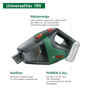 Aspirator Bosch UniversalVac 18, 2.5 Ah, 18 Volt, usor si puternic - Img 2