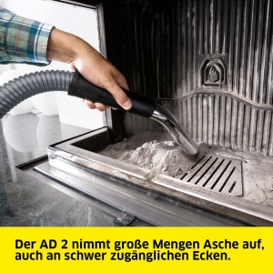 Aspirator de cenusa si aspirator uscat Karcher AD 2 perfect pentru curatarea cosului de fum si curatarea sobelor pe peleti (cu curatare cu filtru, recipient metalic de 14 litri, curatare fara contact cu murdaria), Negru - Img 5
