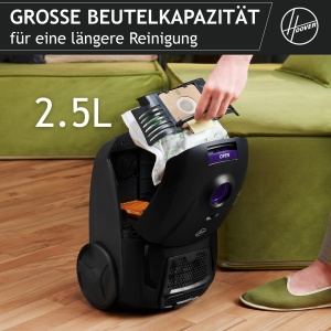 Aspirator de podea compact si puternic Hoover HE1 pentru pardoseli dure si covoare, filtru de praf EPA, sac de praf de 2,5 l, accesoriu integrat, raza de lucru de 7,5 m [HEZ107HM] - Img 3