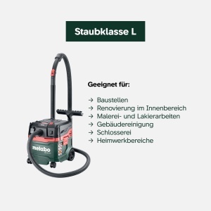 Aspirator Metabo ASA 20 L PC, 1200 W, pentru umed si uscat, Staubklasse L - Img 5
