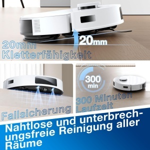 Aspirator robot ECOVACS DEEBOT N20 Plus 8000Pa functie mop autonomie 300 minute alb - Img 8