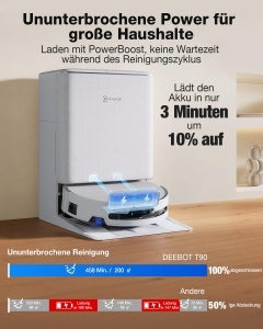 Aspirator robot ECOVACS T90 PRO Omni, 30000 Pa, functie de spalare, alb - Img 5