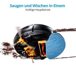 Aspirator robot MEDION cu functie de stergere si control prin aplicatie (WLAN, Alexa, navigatie inteligenta, statie de incarcare, aspirare si stergere in acelasi timp, optimizat pentru parul animalelor de companie si alergici, MD 19601) - Img 3