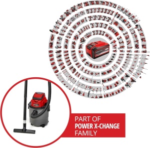 Aspirator umed si uscat fara fir Einhell TC-VC 18/15 Li-Solo Power X-Change (litiu-ion, recipient din plastic 15 l, 4 role, incl. furtun de aspiratie, diverse filtre, fara baterie si incarcator) - Img 3