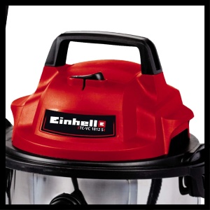 Aspirator umed/uscat Einhell TC-VC 1812 S (putere de 1.250 W, sistem de furtun de 36 mm, recipient din otel inoxidabil de 12 l, filtru de spuma, extins. accesorii duze), rosu, negru, alb - Img 8