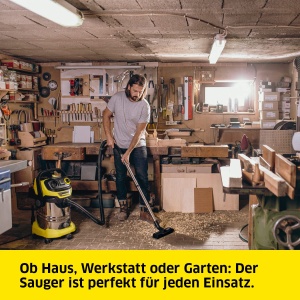 Aspirator umed/uscat Karcher WD 6 P S V-30/6/22/T, incl. priza, filtru plisat plat, cutie de filtrare patentata, curatare filtru, 1.300 W, recipient din otel inoxidabil: 30 l si dop de scurgere, furtun de aspiratie: 2,2 m - Img 5