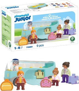 Autobuz de calatorie PLAYMOBIL JUNIOR, 9 piese, din plastic biobazat
