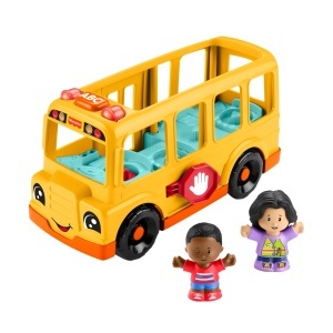 Autobuz scolar jucarie Fisher-Price cu muzica si lumini, 2 figurine