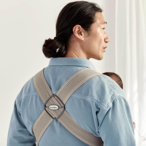 BabyBjorn Marsupiu Mini, Plasa 3D, Gri-Bej - Img 6