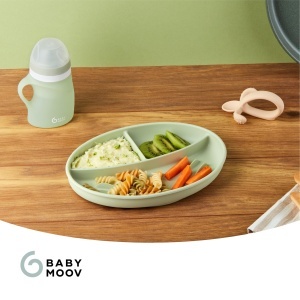 Babymoov Baby Teller Farfurie din silicon cu ventuza 3 compartimente verde - Img 8