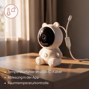 Babyphone cu camera Lionelo Babyline Smart 2.0, 1080p Full HD, Wi-Fi, cu senzor de temperatura - Img 7