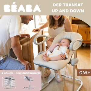 Babywippe BEABA Up Down IV, inaltime ajustabila, 3 pozitii de inclinare, culoare Argile - Img 3