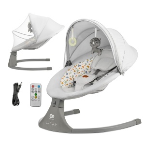 Babywippe electrica Kinderkraft LUMI 2, 2-in-1, 5 moduri de balansare, gri - Img 2