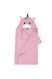 Bademantel pentru fete Chicco cu capison, din bumbac, roz, marime universala