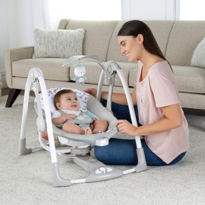 Balansoar si sezlong portabil Ingenuity ConvertMe 2-in-1 Raylan vibratii si sunete pentru bebelusi 0-9 luni - Img 3
