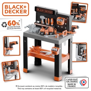Banc de lucru pentru copii Smoby BlackDecker cu 79 accesorii, din plastic reciclat - Img 3