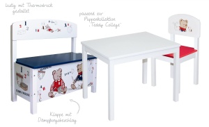 Banca de depozit pentru copii Truhenbank Teddy College, alba, din MDF, 30 cm - Img 4