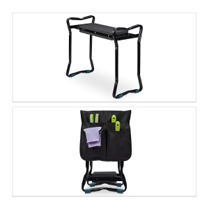 Bancuta de Gradina Relaxdays, pliabila, 150kg, 50x60x27,5cm, neagra - Img 6