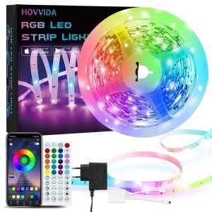Banda LED HOVVIDA 5m, 150 LED-uri RGB, Control APP si Telecomanda
