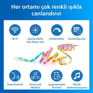 Banda LED Philips Smart Lighting RGBICWW, 5 m, Culoare Multicolora, Control Smart - Img 2