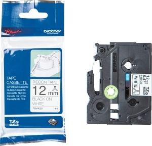 Banda textila Brother TZe-R231, 12mm, Negru pe Alb, 4m - Img 2