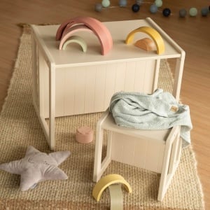 Bank pentru copii Roba, 2-in-1, culoare beigecashmere, din lemn
