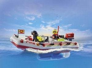 Barca de pompieri PLAYMOBIL 71464 cu Aqua Scooter, accesorii incluse, pentru copii de la 4 ani - Img 7