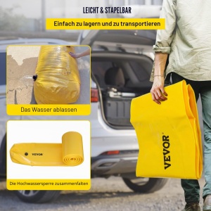 Bariera de Inundatie VEVOR, 7,3 m x 30,5 cm, PVC Rezistent, Capacitate 1093L - Img 6